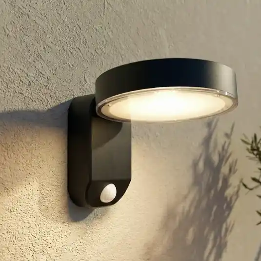 Prezzo Ridotto PRIOS Applique a LED solare Tarlson, rotonda, antracite, sensore