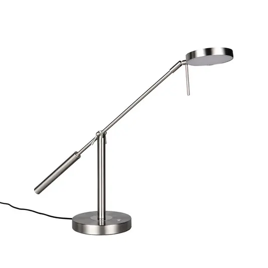 Professionale Lampada LED da tavolo Monza, color nichel, altezza 52 cm, metallo