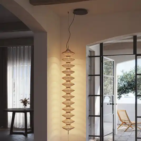 Lampada LED a sospensione Bover Yuyun S/13S da incasso dimmerabile 0-10V beige Vendita Finale