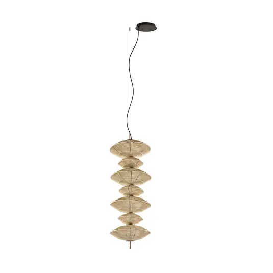 Lampada LED a sospensione Bover Yuyun S/7C, dimmerabile 0-10V, beige A Buon Prezzo