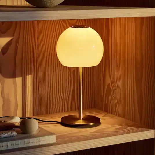 Popolare FRANDSEN Lampada da tavolo Ball Glass, ambra, vetro, 37 cm, E14