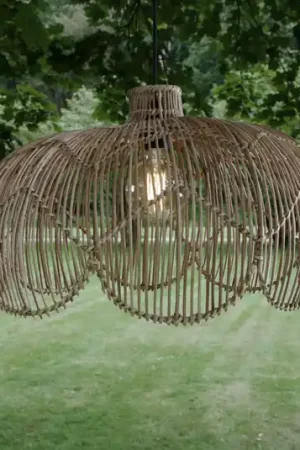 Lampada a sospensione da esterno Belle, rattan naturale, Ø 53 cm, spina IP44 Reso Gratuito