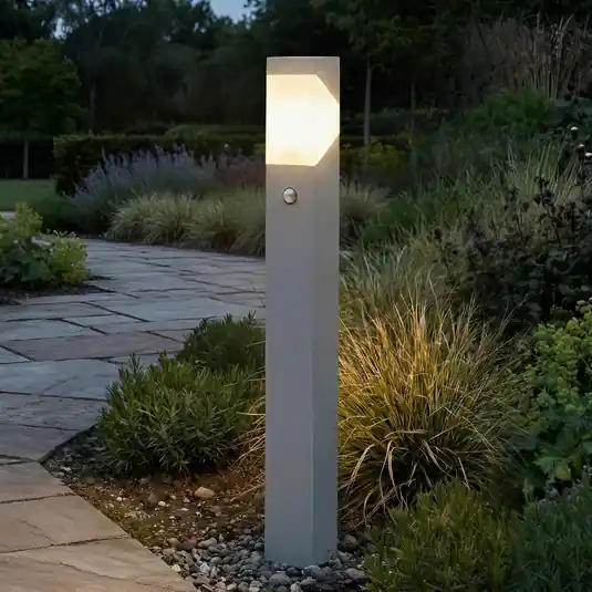 Spedito Oggi Lampione Lucande Kiran 100 cm, con sensore, grigio chiaro, IP44