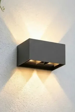 Applique da esterno LED Lindby Nivar, angolare, nera, 20 cm, IP54 Economico