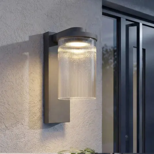 Occasione Lucande Applique da esterno LED Beelia, antracite, scanalata