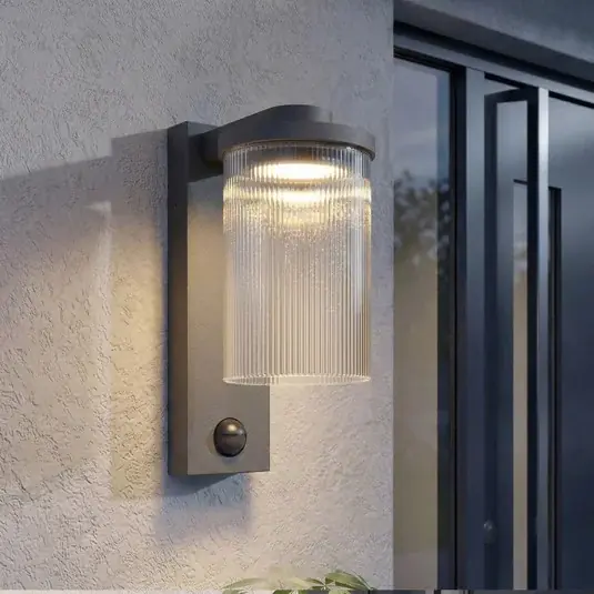 Lucande Applique da esterno LED Beelia Sensor antracite scanalato Pagamento Sicuro