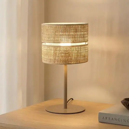Occasione Imperdibile Lampada da tavolo Calma, beige, rafia, altezza 38 cm, E27