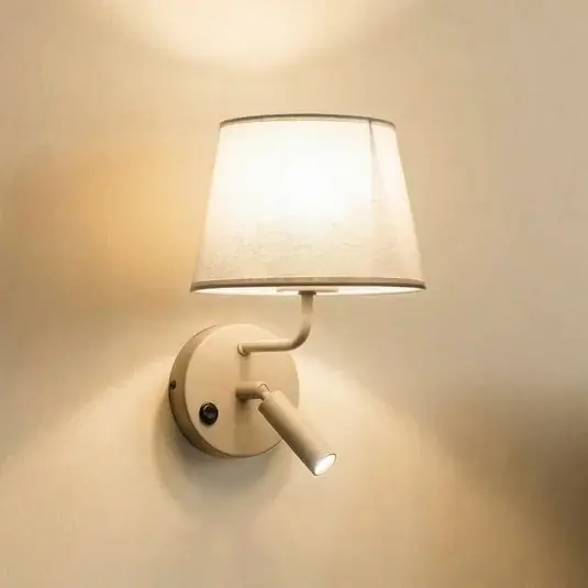Acquista Ora Applique Maja, sabbia, tessuto, lampada da lettura, altezza 25 cm