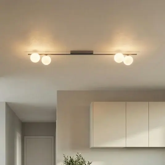 Promo Stagionale Plafoniera Imelo, marrone, a 4 luci, vetro, lunghezza 140 cm