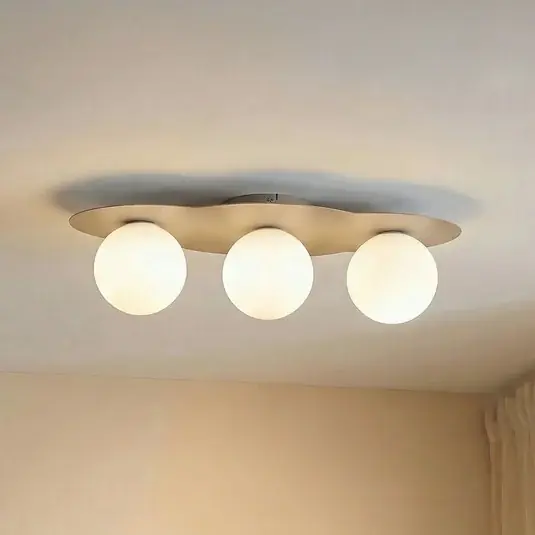 Plafoniera Cloud, beige, a 3 luci, vetro, lunghezza 51 cm, G9 Super Prezzo
