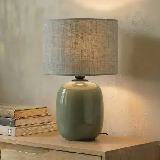 Offerta Lampada da tavolo Melody, verde oliva, tessuto, altezza 48 cm, E27