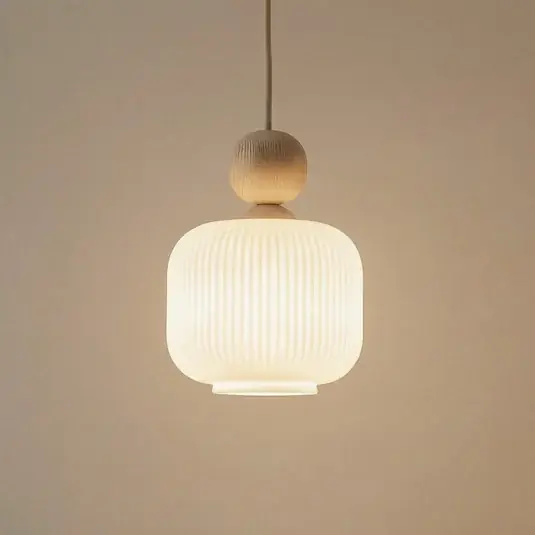 Vendita Finale Lampada a sospensione Ballo, a 1 luce, bianca, vetro, Ø 15 cm, E14