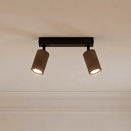Sconto Faretto da soffitto Tune, a 2 luci, marrone, metallo, lunghezza 44 cm