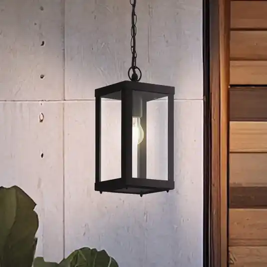 Lampada a sospensione da esterno Alamonte 1, nera, lunghezza 15 cm, metallo Esclusivo