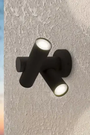 Applique a LED Fossignano, altezza 25 cm, nera, in metallo, a 2 luci Compra Oggi Stesso