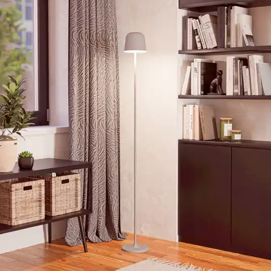 Lampada da terrazza a LED a batteria Mannera-L, grigia, altezza 140 cm, metallo Di Tendenza