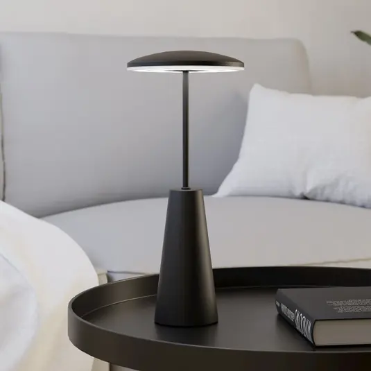 Lampada a LED ricaricabile Piccola, nera, altezza 28 cm, metallo, IP54 Ordina Subito