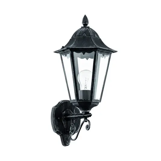 Applique da esterno Navedo, nero/argento, altezza 47 cm, luce diretta verso Quantità Limitata