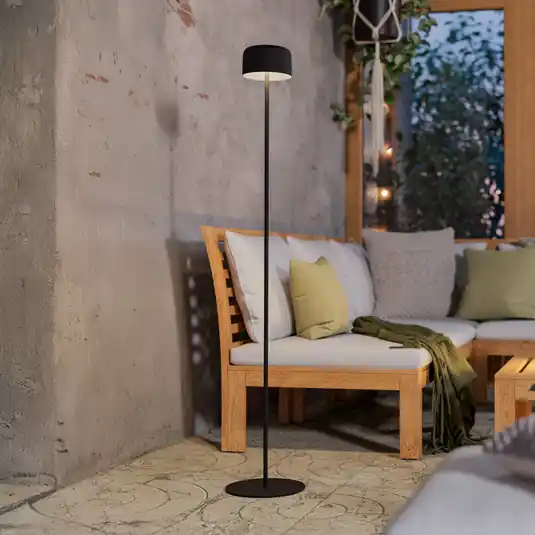 Lampada da terrazza a LED solare Roccanova-L, nera, altezza 120 cm Prezzo Conveniente