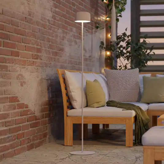 Occasione Lampada da terrazza a LED solare Roccanova-L, bianca, altezza 120 cm