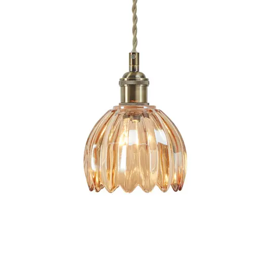 Subito Disponibile Lampada a sospensione Gota, ottone anticato/ambra, vetro, Ø 13 cm, spina