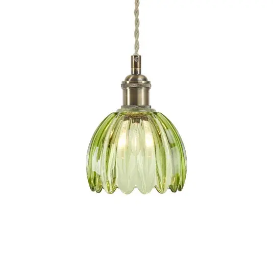 Lampada a sospensione Gota, ottone anticato/verde, vetro, Ø 13 cm, spina Acquista Ora
