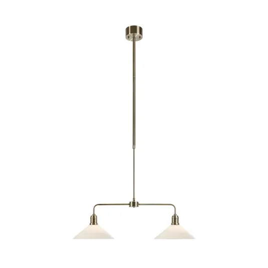 Direttamente Dal Produttore Lampada a sospensione Vela, ottone anticato, a 2 luci, vetro, lunghezza 75 cm