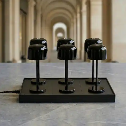 Ordina Subito Lampada LED da tavolo ricaricabile Quill, nera, set da 6, stazione di ricarica
