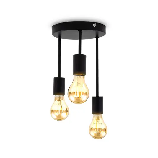 Plafoniera Indu, nero, metallo, a 3 luci, E27 Offerta Speciale