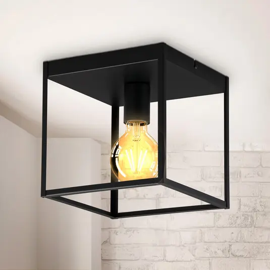 Pagamento Sicuro Plafoniera Indu, nera, angolare, a 1 luce, E27