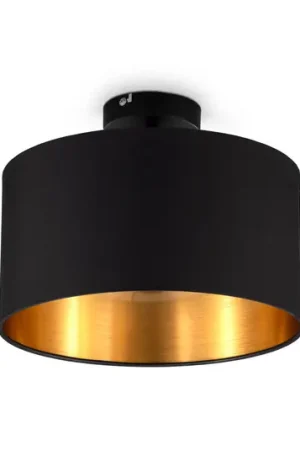 Plafoniera Kari, nero/oro, tessuto, E27 Subito Disponibile