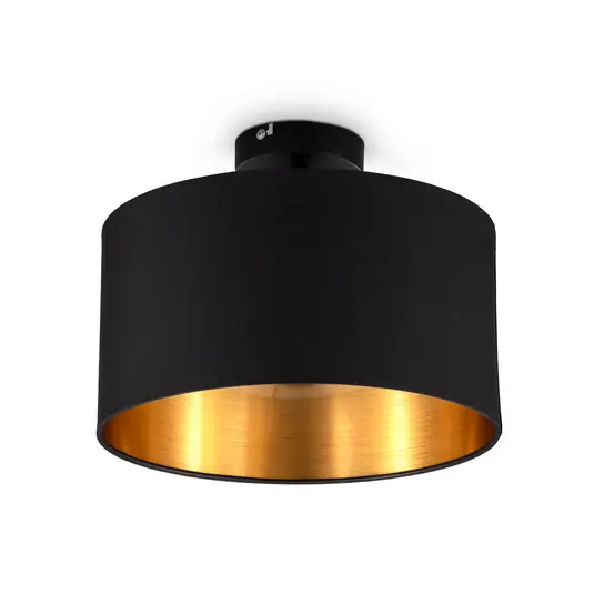 Plafoniera Kari, nero/oro, tessuto, E27 Subito Disponibile