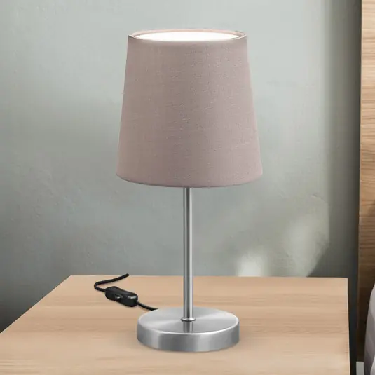 Promozione Lampada da tavolo Kaneo, taupe, altezza 30,8 cm, metallo, tessuto, E14
