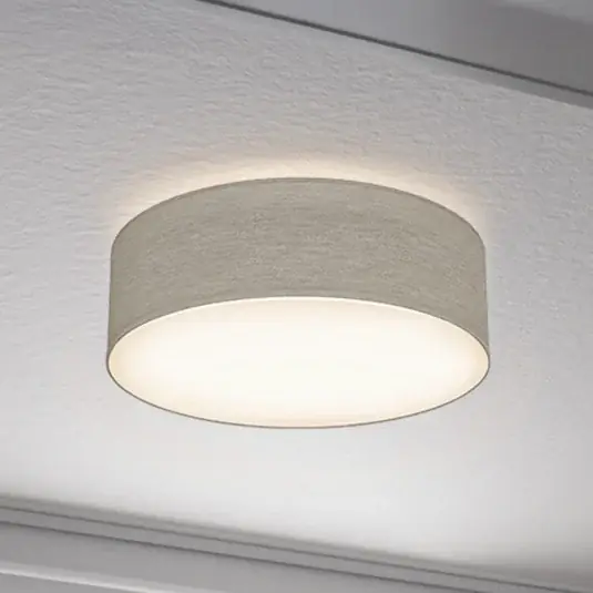 Promozione Esclusiva Plafoniera Litora, taupe, Ø 30 cm, tessuto, E27