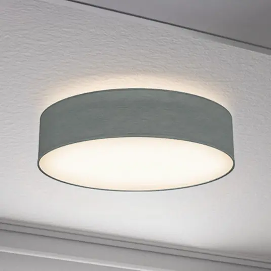Plafoniera Litora, grigio, Ø 38 cm, tessuto, E27 Compra Oggi Stesso