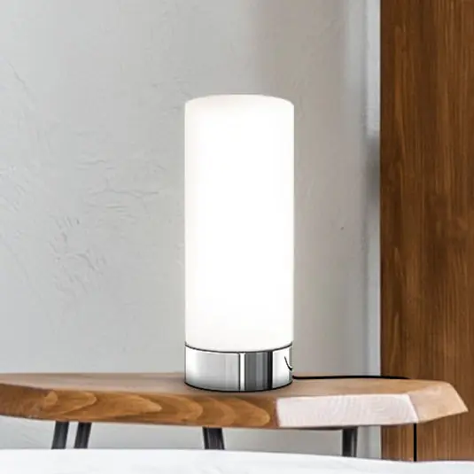 Lampada da tavolo Gari, altezza 24,5 cm, cromo/bianco, vetro, E14 Più Venduto