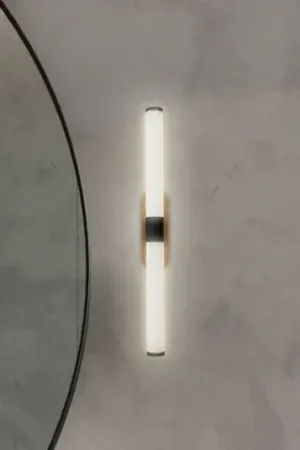 Applique a LED Runt, nero/legno 3.000 K IP44 Lunghezza 40 cm Offerta Del Giorno