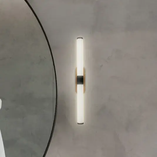 Applique a LED Runt, nero/legno 3.000 K IP44 Lunghezza 40 cm Offerta Del Giorno