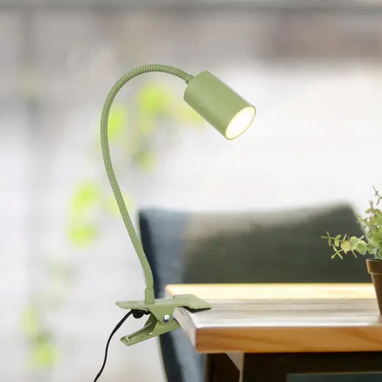 Lampada LED a morsetto Fleks, verde chiaro, flessibile, metallo Affare