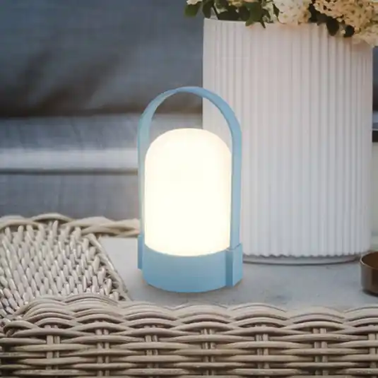 Ultime Pezzi Lampada LED da tavolo ricaricabile ASA, blu tortora, altezza 15,5 cm, IP44