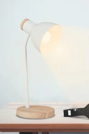 Esclusivo Lampada da tavolo Prep, bianca, metallo, legno, E14