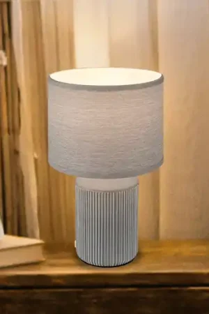 Compra Online Lampada da tavolo Ino, grigio, ceramica, tessuto, E27