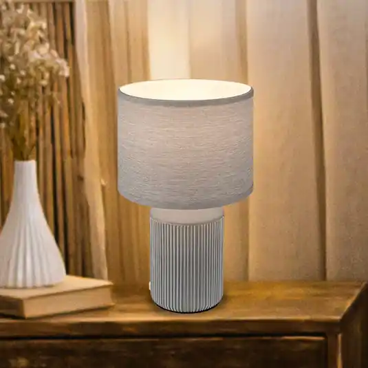 Compra Online Lampada da tavolo Ino, grigio, ceramica, tessuto, E27