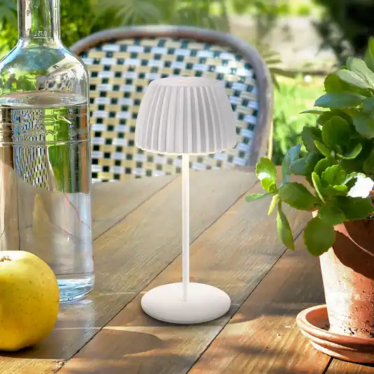 Lampada LED da tavolo ricaricabile Brilo unplugged Riffle, 20 cm, bianca Direttamente Dal Produttore
