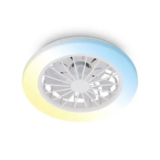 Ventilatore da soffitto LED Pafo, bianco, plastica, CCT, telecomando Novità