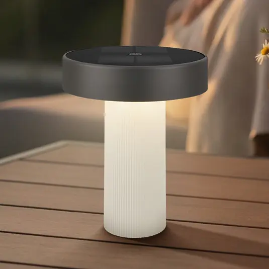 Spedizione Espresso Lampada LED da tavolo solare ricaricabile Poga, bianco antico/antracite, IP44
