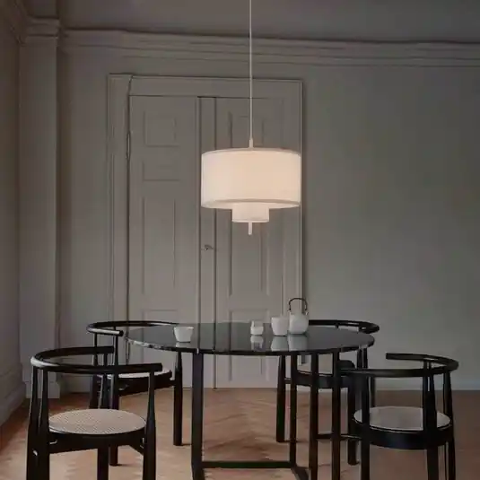 Professionale NEW WORKS Lampada a sospensione Margin, Ø 50 cm, bianca, E27
