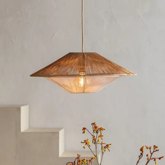 GOOD & MOJO Lampada a sospensione Lumbini, Ø50 cm, naturale, corda di carta Consegna Rapida