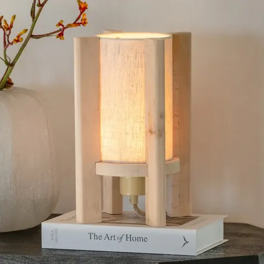 GOOD & MOJO Lampada da tavolo Corsica, naturale, 30 cm, legno di ontano Offerta Del Giorno
