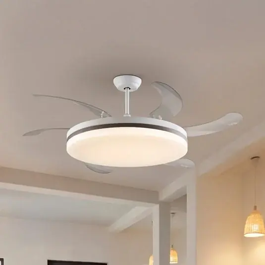 Economico Ventilatore da soffitto LED Vento bianco/bronzo/trasparente, Ø 150 cm silenzioso